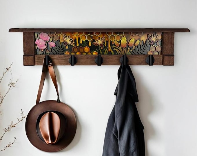 Rustic Wall Coat Rack with Shelf: Farmhouse Entryway Organizer