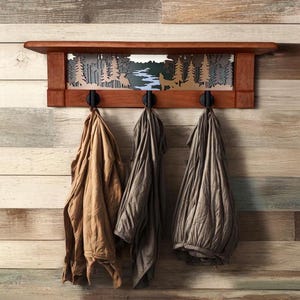 Wall Coat Rack with Shelf, Wall Mounted Coat Rack with Shelf, Rustic Coat Rack with Shelf, Wall Shelf with Hooks, Towel Rack with Shelf