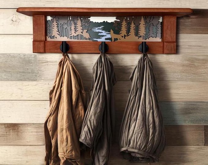 Wall Coat Rack with Shelf, Wall Mounted Coat Rack with Shelf, Rustic Coat Rack with Shelf, Wall Shelf with Hooks, Towel Rack with Shelf