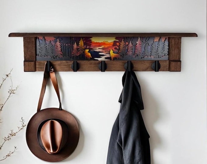 Rustic Wall Coat Rack with Shelf: Farmhouse Entryway Organizer