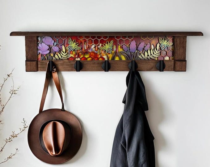 Rustic Wall Coat Rack with Shelf: Farmhouse Entryway Organizer