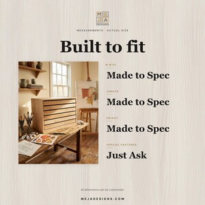 Artist Supply Drawer Chest | Handmade Wood Studio Organizer | Custom Paint Tube & Brush Storage | Flat File Drawer Unit image 6