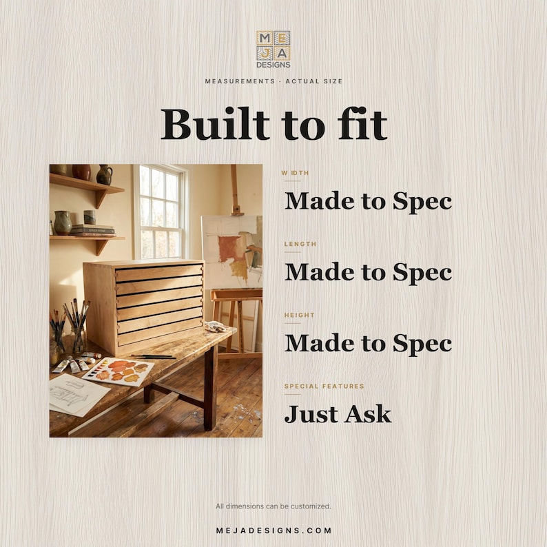 Artist Supply Drawer Chest | Handmade Wood Studio Organizer | Custom Paint Tube & Brush Storage | Flat File Drawer Unit image 6