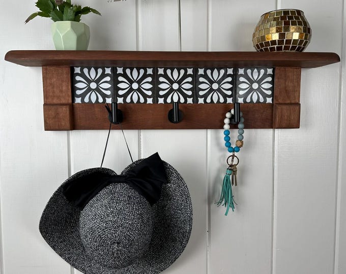 Wall Coat Rack with Shelf, Wall Mounted Coat Rack with Shelf, Rustic Coat Rack with Shelf, Wall Shelf with Hooks, Towel Rack with Shelf