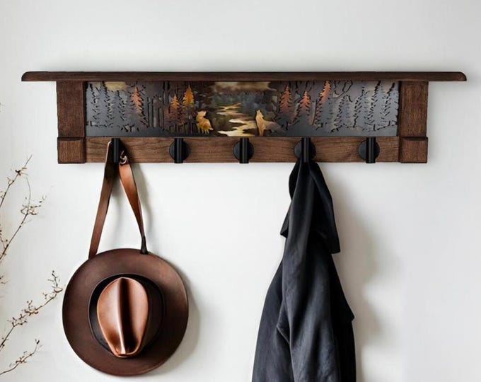 Rustic Wall Coat Rack with Shelf: Farmhouse Entryway Organizer