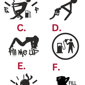 Funny Gas Tank Permanent Vinyl Vehicle Decals, Sarcastic Inappropriate