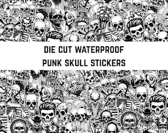 Skull Stickers, Waterproof, Scratch Resistant, High Resolution, Glossy Vinyl, Gothic Punk Assorted Skull Stickers