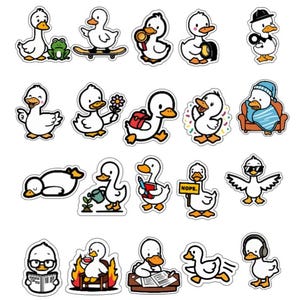 Funny Cute Duck Die Cut Sticker Set With Quotes, Waterproof Sarcastic Stickers, Sarcastic Cartoon Humor, Waterproof Water Bottle Stickers