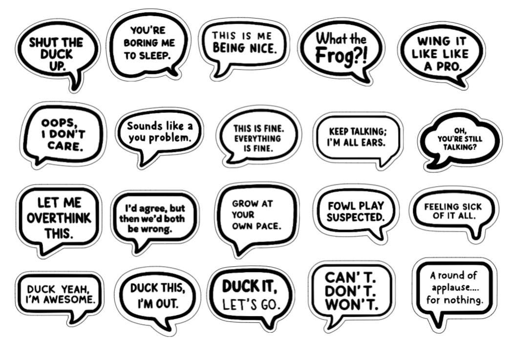 Funny Cute Duck Die Cut Sticker Set With Quotes, Waterproof Sarcastic ...