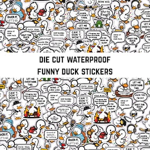 Funny Cute Duck Die Cut Sticker Set With Quotes, Waterproof Sarcastic Stickers, Sarcastic Cartoon Humor, Waterproof Water Bottle Stickers