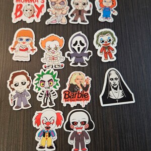 Horror Character Inspired Stickers, Halloween Cartoons, DBD, Waterproof Vinyl Stickers, Chucky, Saw, Scream, IT, Water Bottle, Planner, Mugs
