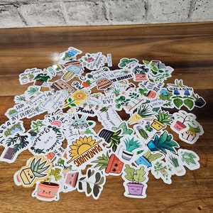 Plant Stickers, Cute Funny Motivational, Glossy Vinyl Stickers, Waterproof, Scratch Resistant, Planner & Journal Decor, Plant Lover