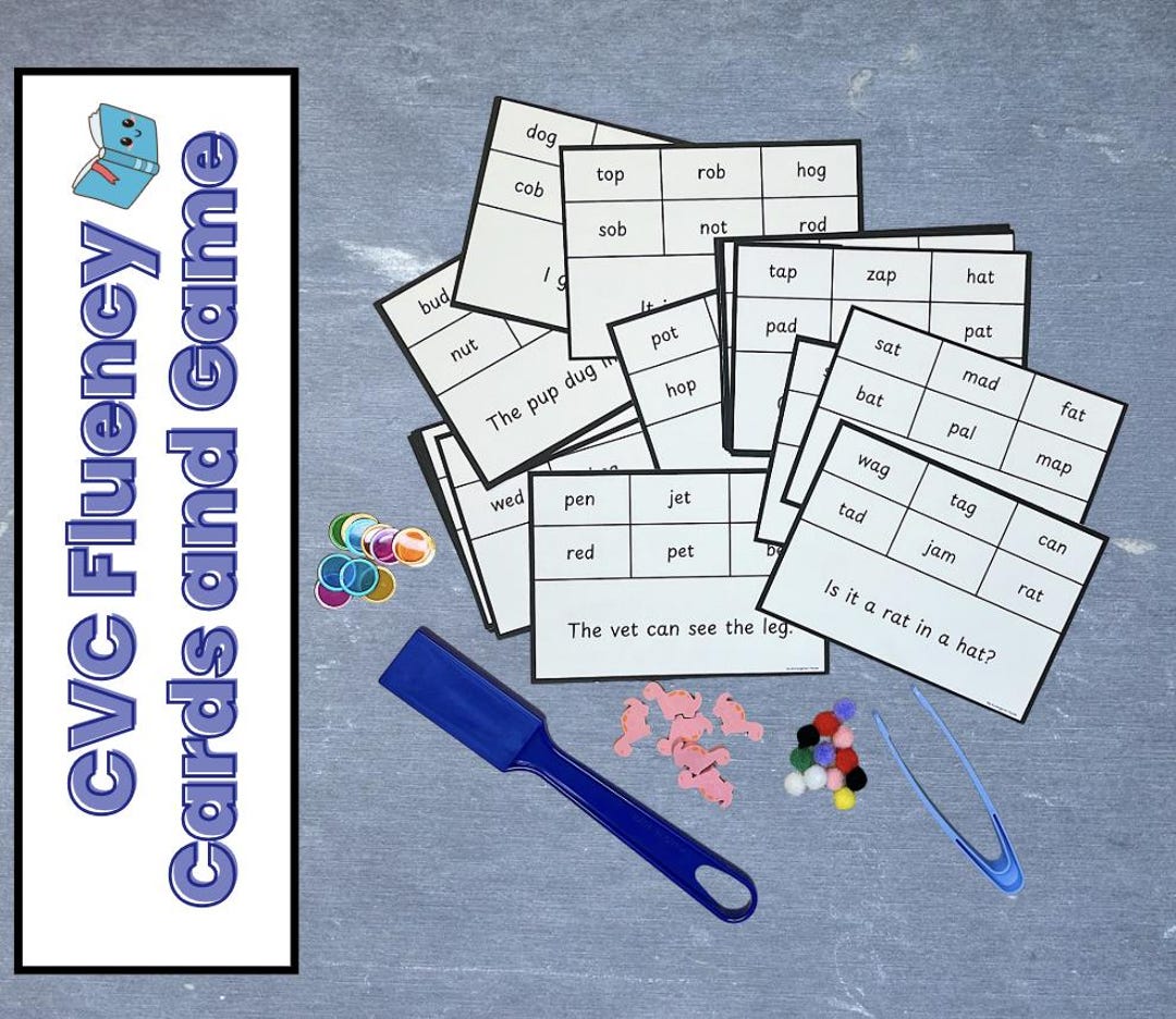 Short Vowel Fluency Cards & CVC Word Matching Game | Phonics Printable ...