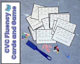 Short Vowel Fluency Cards & CVC Word Matching Game | Phonics Printable