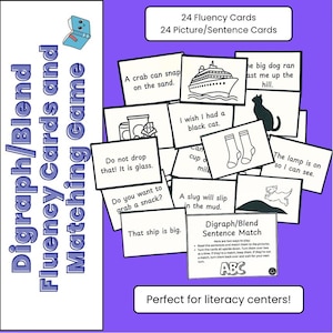 Digraph/Blend Fluency Cards & Sentence Matching Game | Phonics Printable
