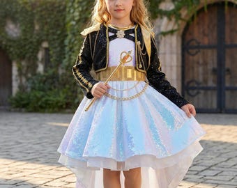 Huntrix Rumi Birthday Dress | K-Pop Demon Hunters Golden Costume | Rumi Golden Cosplay Outfit | Girls Birthday Gift