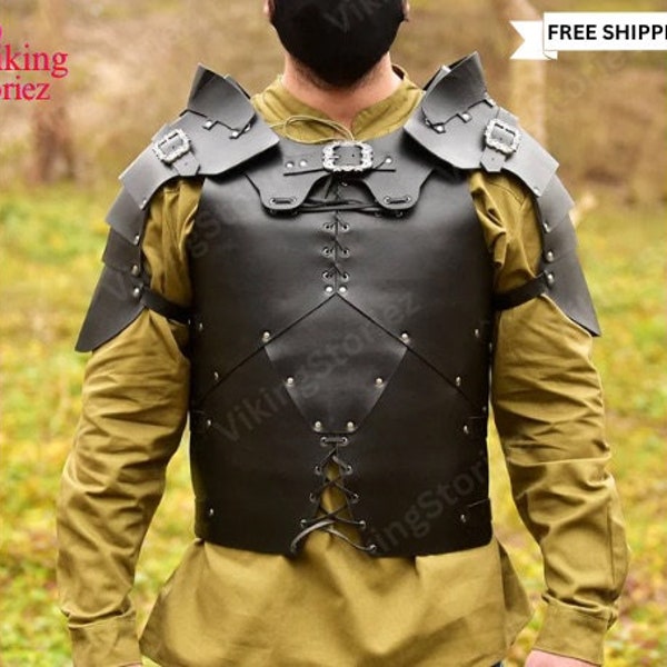 Mens Medieval Viking Armor For Adults, Renaissance Fair Cosplay Leather Armor, Fantasy Knight Medieval Costume For Samurai, Larp Armor.