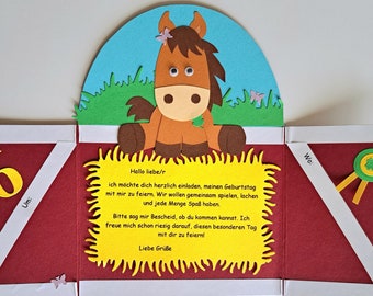 Einladungskarte Pony Pferd Reiterhof Geburtstag