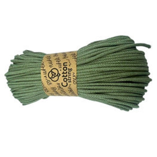Braided cotton cord with a cotton core 3mm - 100m - Sage