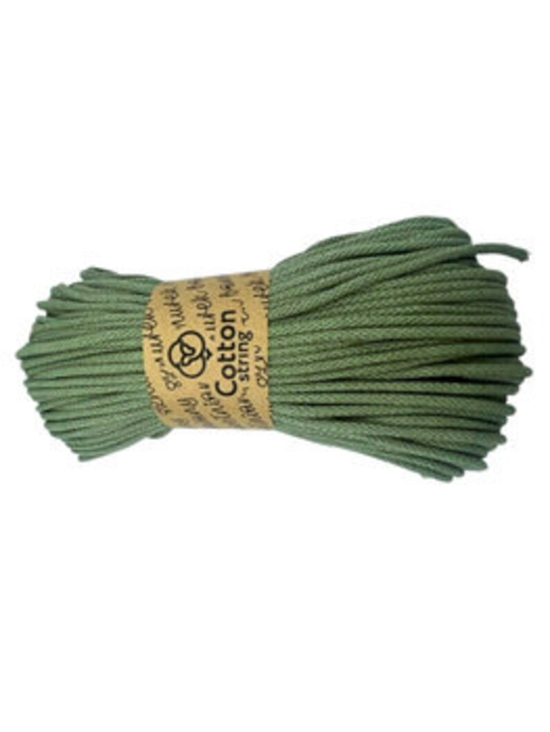 Braided cotton cord with a cotton core 3mm 100m Sage image 1