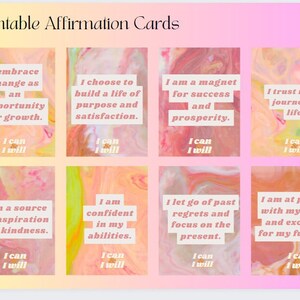 Tarjetas de afirmación para aumentar la confianza, cuidado personal imprimible