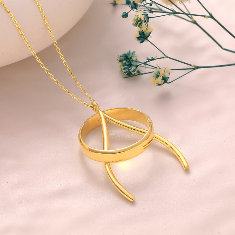 14K Solid Gold Ring Holder Necklace, Ring Keeper Gift For Her, Minimalist Ring Holder Necklace Gift For New Doctor, Wedding Ring Protector image 1