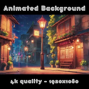 ANIMATED BACKGROUND - Streetlamp, Cozy Street, Warm Aesthetic Video (loop, 4k) VTUBER - Stream Background - Video Background - Lo-fi - D&D