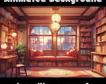 ANIMATED BACKGROUND - Cozy Office, Library, Desk (loop, 4k) VTUBER - Stream Background - Video Background - Lo-fi - D&D