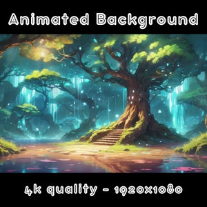 SFONDO ANIMATO - Albero della meditazione, Foresta delle fate, Magico (loop, 4k) VTUBER - Sfondo flusso - Sfondo video - Lo-fi - D&D