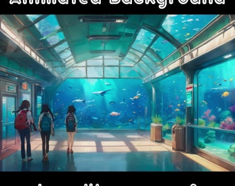 アニメーション背景 - シーライフセンター、海洋生物、夏、海 (ループ、4k) VTUBER - ストリーム背景 - ビデオ背景 - ローファイ - D&D
