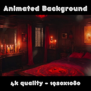 SFONDO ANIMATO - Camera da letto a lume di candela, Vampiro, Camera da letto Goth Vtuber (loop, 4k) VTUBER - Sfondo streaming - Sfondo video - Lo-fi - D&D