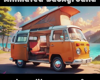 ANIMATED BACKGROUND - Van Trip, Vacation, Summer, Beach Background (loop, 4k) VTUBER - Stream Background - Video Background - Lo-fi - D&D