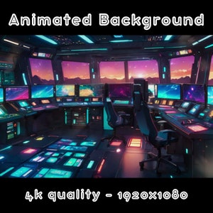 ANIMATED BACKGROUND - Command Hub, Control Room, Spaceship, Sci-Fi (loop, 4k) VTUBER - Stream Background - Video Background - Lo-fi - D&D