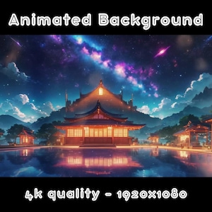 SFONDO ANIMATO - Piscina orientale astrale, galassia, Giappone, nebulosa (loop, 4k) VTUBER - Sfondo streaming - Sfondo video - Lo-fi - D&D