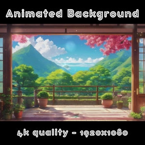 ANIMIERTER HINTERGRUND - Balkon, Japan, Wald, Natürlich (loop, 4k) VTUBER - Stream Hintergrund - Video Hintergrund - Lo-fi - D&D