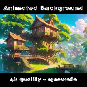 ANIMATED BACKGROUND - Tree House, Forest, Woods, Cozy (loop, 4k) VTUBER - Stream Background - Video Background - Lo-fi - D&D