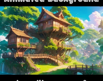 ANIMATED BACKGROUND - Tree House, Forest, Woods, Cozy (loop, 4k) VTUBER - Stream Background - Video Background - Lo-fi - D&D