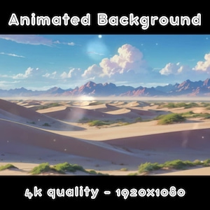ANIMATED BACKGROUND - Desert, Sand, Mirage, Oasis, Dunes (loop, 4k) VTUBER - Stream Background - Video Background - Lo-fi - D&D