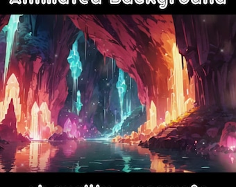 ANIMATED BACKGROUND - Crystal Cave, Magical, Fantasy, Cavern (loop, 4k) VTUBER - Stream Background - Video Background - Lo-fi - D&D