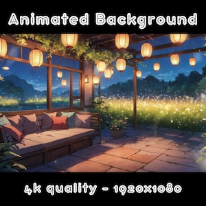 GEANIMEERDE ACHTERGROND - Cottage Lounge, nachtachtergrond, gezellig (lus, 4k) VTUBER - Streamachtergrond - videoachtergrond - Lo-fi - D&D