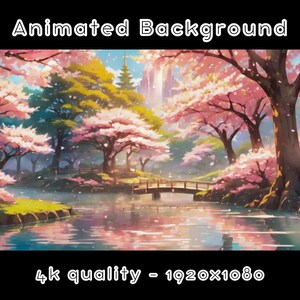 GEANIMEERDE ACHTERGROND - Enchanted Sakura, Japanese Park, Cosy (loop, 4k) VTUBER - Stream-achtergrond - Video-achtergrond - Lo-fi - D&D