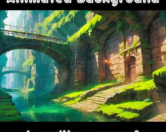 ANIMATED BACKGROUND - Stone Bridge, Nature, Adventure, Cozy (loop, 4k) VTUBER - Stream Background - Video Background - Lo-fi - D&D