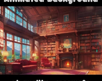 ANIMATED BACKGROUND - Vast Library, Library, Desk (loop, 4k) VTUBER - Stream Background - Video Background - Lo-fi - D&D