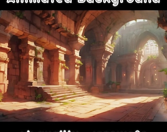 ANIMATED BACKGROUND - Ancient Ruins, Stone Hall, Adventure Dungeon (loop, 4k) VTUBER - Stream Background - Video Background - Lo-fi - D&D