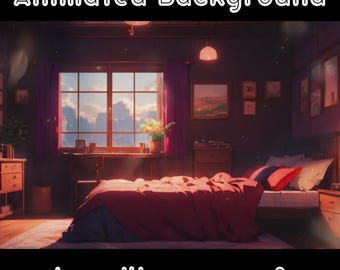 FONDO ANIMADO - Habitación rústica oscura, Dormitorio nocturno de Vtuber (bucle, 4k) VTUBER - Fondo de transmisión - Fondo de vídeo - Lo-fi - D&D