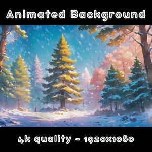 ANIMATED BACKGROUND - Winter Forest, Sunrise Snow Holiday , Cozy (loop, 4k) VTUBER - Stream Background - Video Background - Lo-fi - D&D