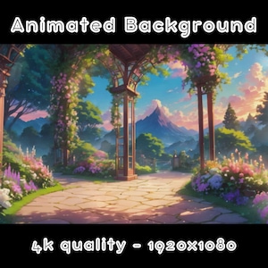 ANIMIERTER HINTERGRUND - Üppiger Garten, Botanisch, Romantisch, Blumen, Gemütlich (loop, 4k) VTUBER - Stream Hintergrund - Video Hintergrund - Lo-fi - D&D