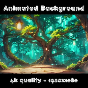 ANIMIERTER HINTERGRUND - Meditation Zauberbaum, Feenwald, Magisch (loop, 4k) VTUBER - Stream Hintergrund - Video Hintergrund - Lo-fi - D&D