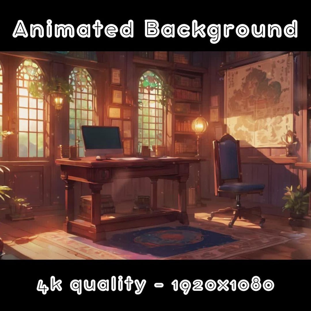 Study Background Animation ANIMATED BACKGROUND - Academic Corner, Library, Warm Cozy Office (loop ...