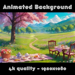 ANIMATED BACKGROUND - Spring Picnic, Forest, Wilderness, Nature  (loop, 4k) VTUBER - Stream Background - Video Background - Lo-fi - D&D